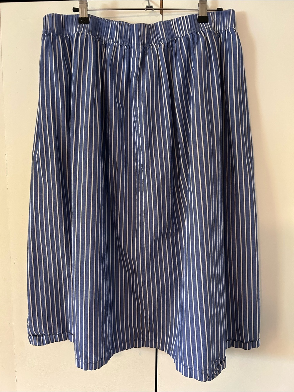 Old Navy Blue and White Striped A-Line Skirt Cotton
